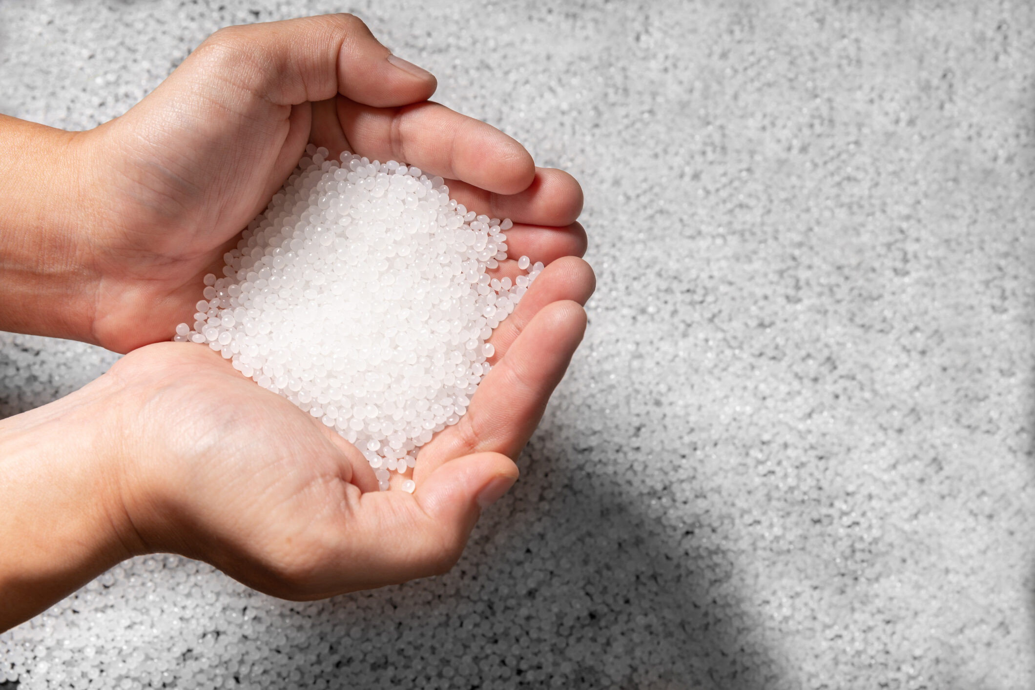 White plastic resin pellets